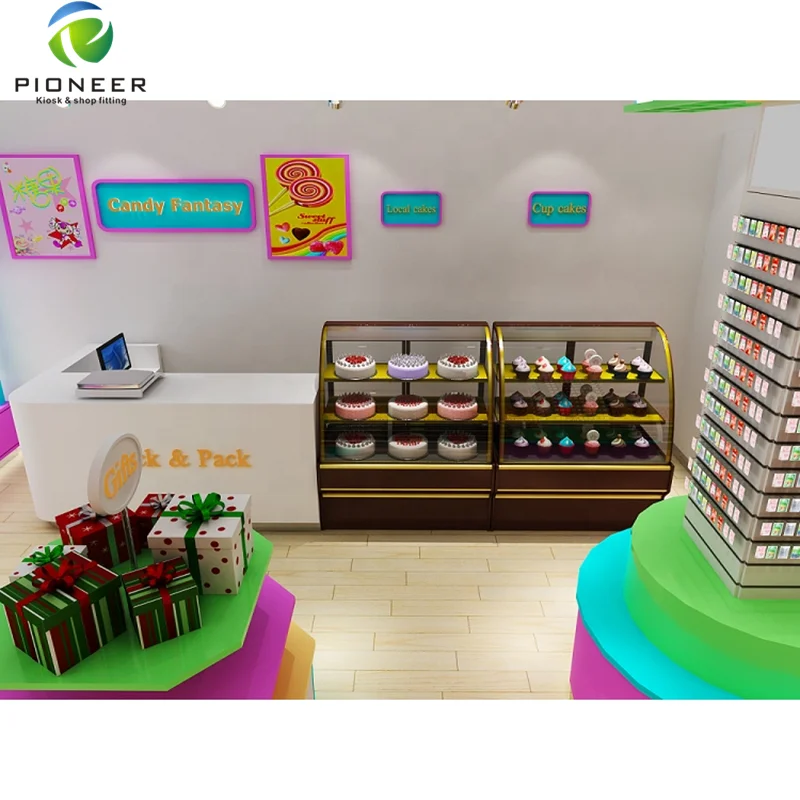 Pioneer Hot Selling Sweet Shop / Candy Shop / Candy Store Display Counter Interior Design For Sale