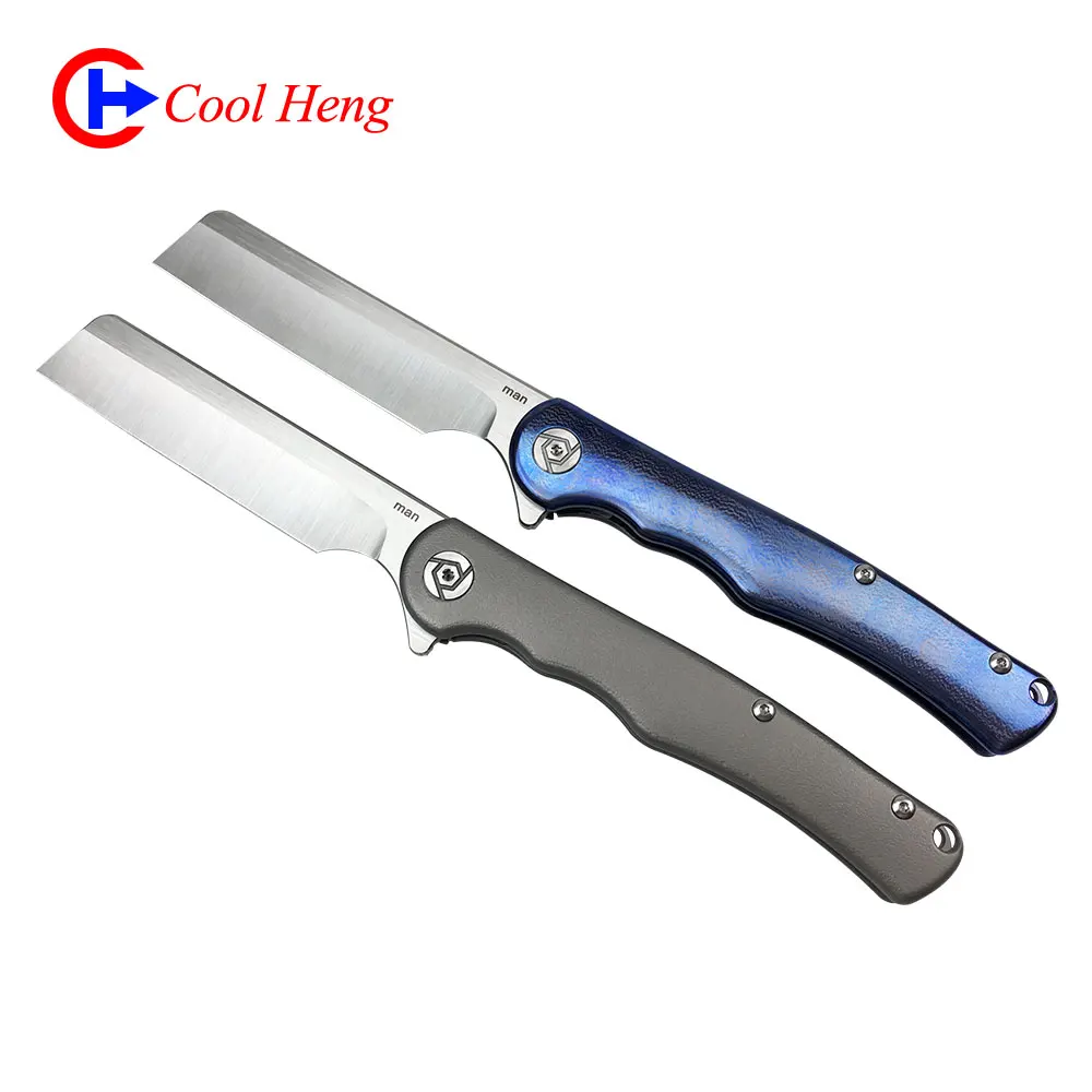 
S35VN steel Titanium handle Barber Shaving Razors Straight Cut Throat Shavette Fixed blade Folding razor knife 