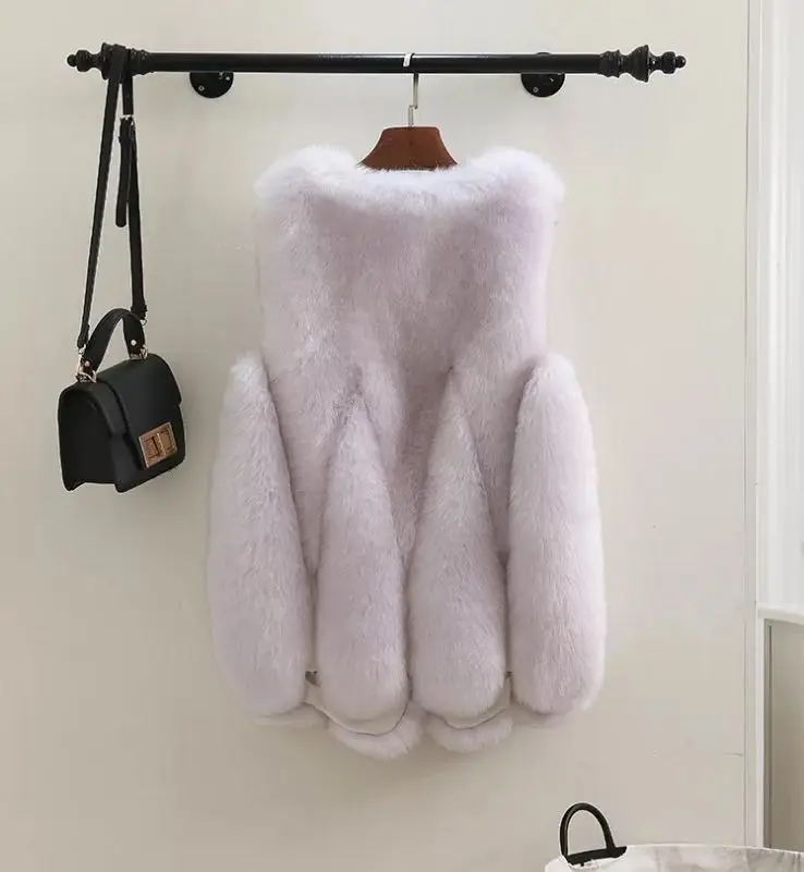 Каплеобразный жилет из искусственного лисьего меха, женский жилет из искусственного меха, заводская цена, Шэньчжэнь Лили Чэн