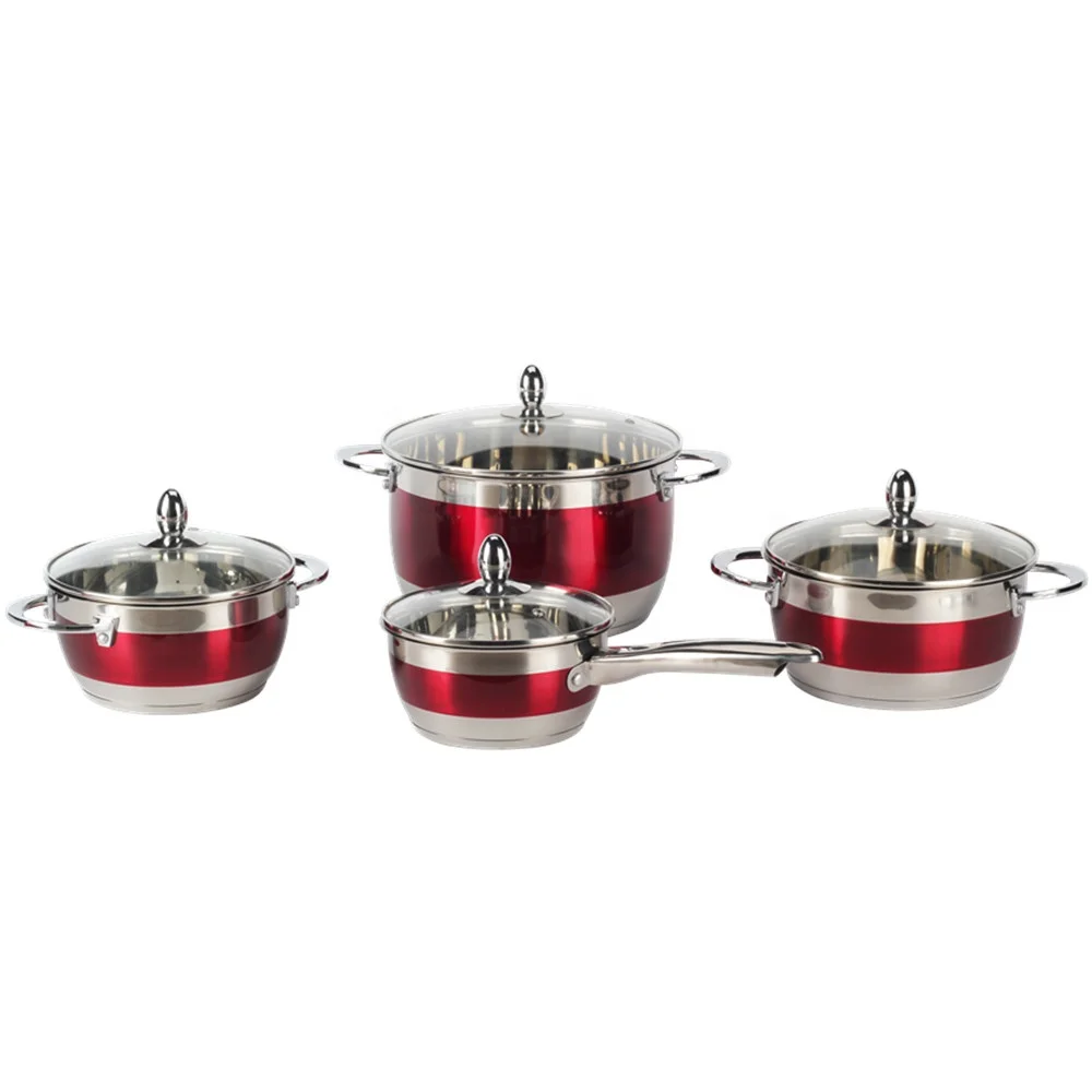Pot with Lids, Saucepan and Casserole, 8-Piece Stainless Steel Induction Cookware Set