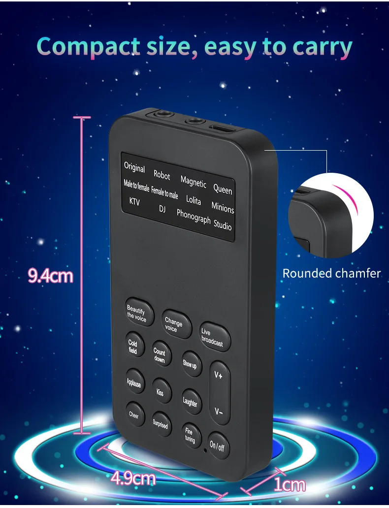 Hot Sell One-key Voice Changer Universal Live Sound Effects Processors Mini Sound Card for Mobile Phones and Computers