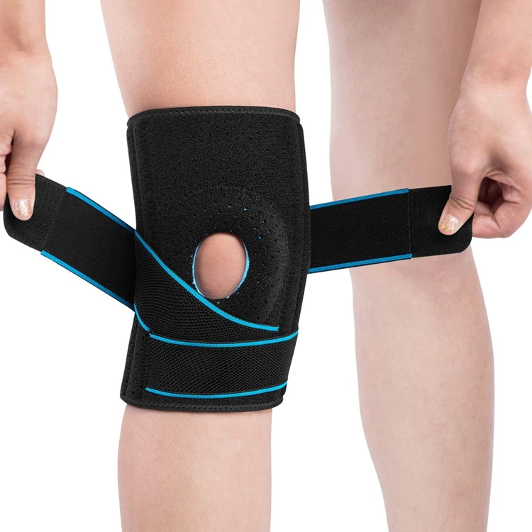 Amazon hot sell Adjustable Neoprene Compression Knee Brace Knee Support with Side Stabilizers Patella Gel Pads