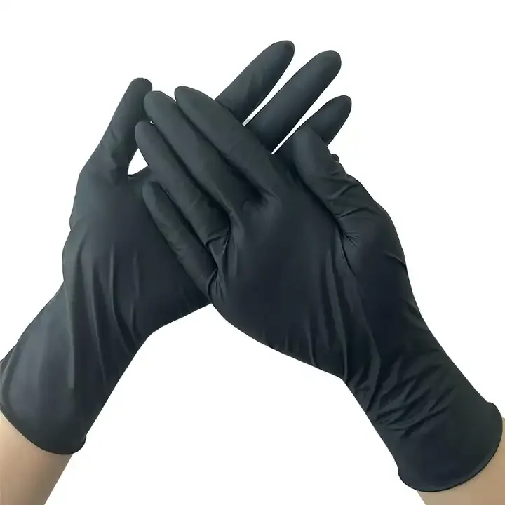 China gloves supplier disposable nitrile gloves black powder free high quality skin friendly rubber material
