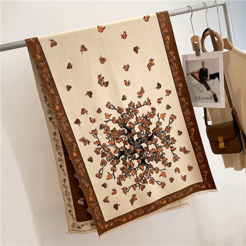 Winter Shawls for Women Warps Cashmere Feeling Warm Scarf Ladies Blanket Knitted Thick Pashmina Female Echarpe PONCHO