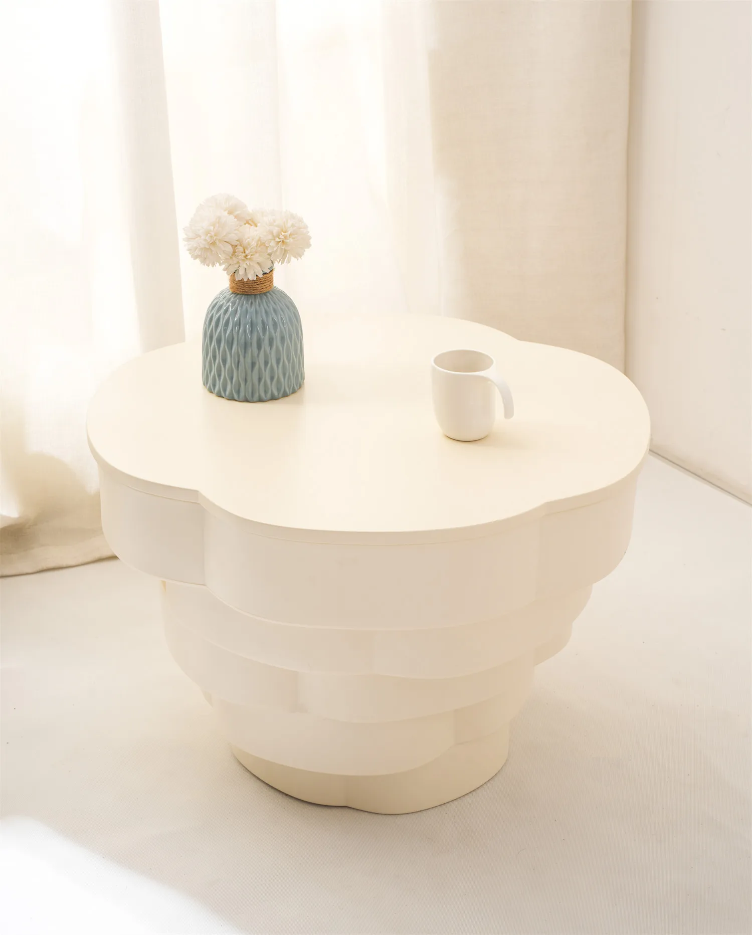 Designer Home Furniture Minamilst Modern Japandi Nordic Living Room Round White Plastic Coffee Side Table