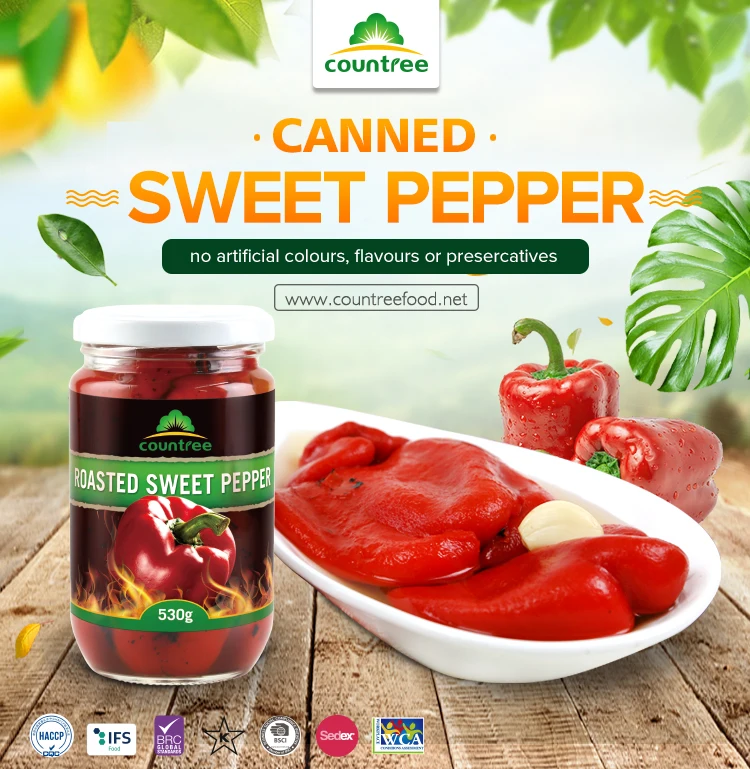 Halal Pepper Canned Roasted Red Bell Pepper Peppers