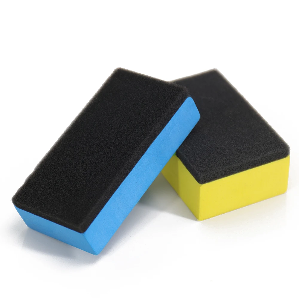 Car Ceramic Coating Sponge Applicator Glass Nano Wax Coat Applicator Pads Sponges Automobile Blue Square Sponge And Cloth