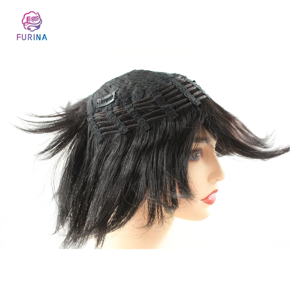 Furina human hair toupee clip on soft net human hair best toupee for men / women 16*18 cm 6 inch hair toupee