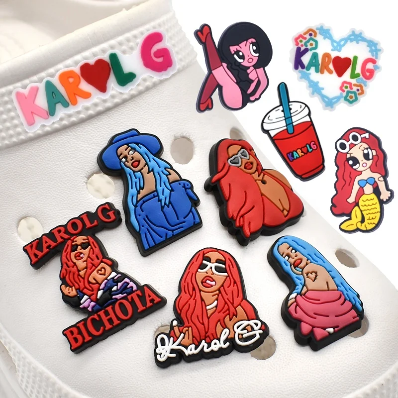 Popular singer croc shoe charms Karol G wholesale New Design Soft PVC croc shoe charms