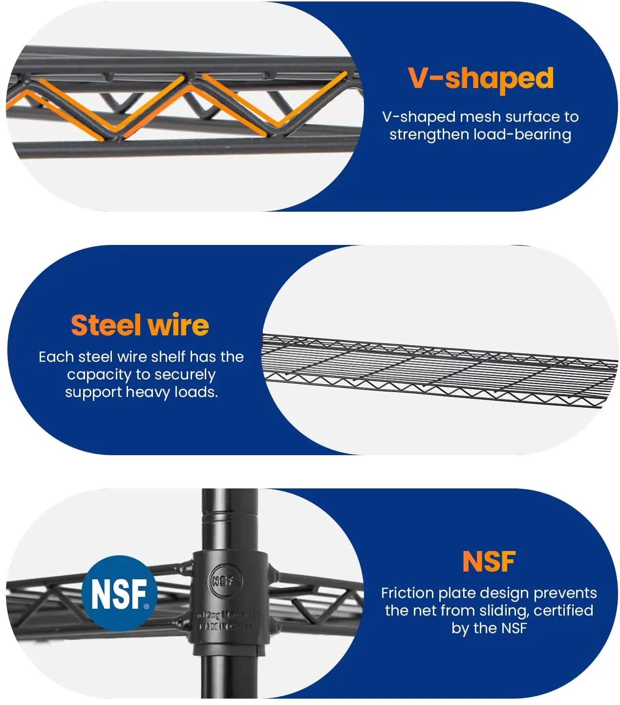 Multipurpose 6 Tier Metal Shelves Adjustable Steel Wire Shelving Unit Rack For Garage Pantry