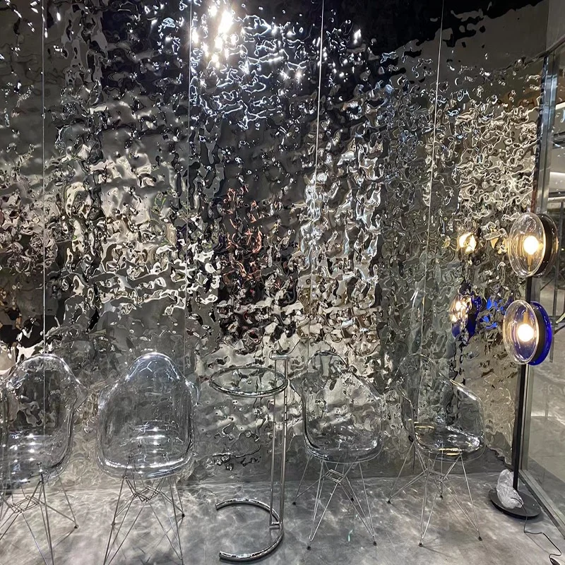 Decorative Colored Stamp SS 201 430 304 Wall Panel Water Ripple Hammered Stainless Steel Sheet For Curtain Wall