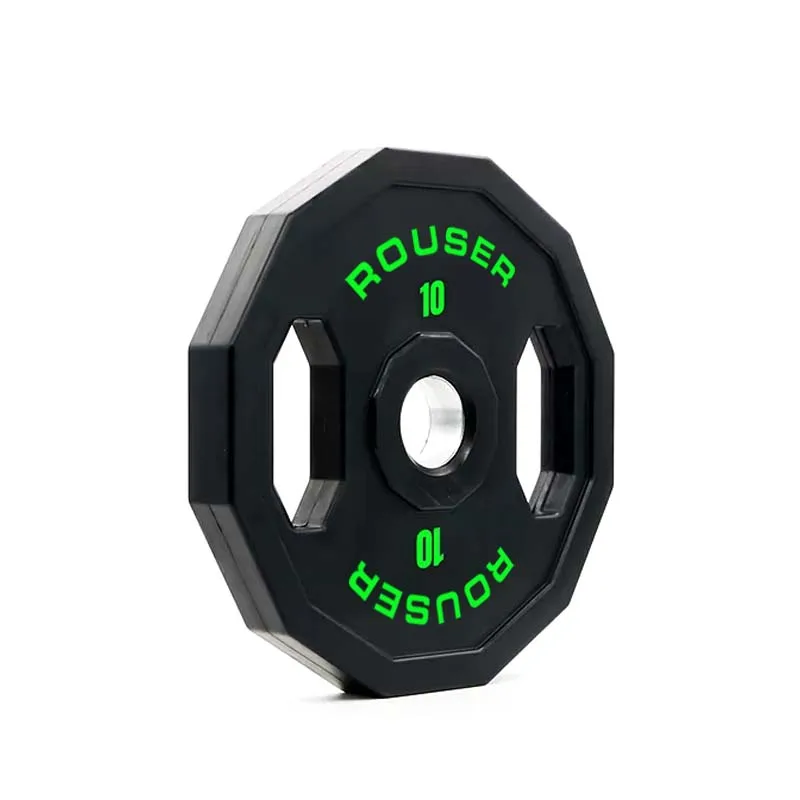 Rouser Fitness KG LB PU Urethane Hand Grip Plates Custom Black Bumper GYM Polyurethane 1.25 2.5 5 10 15 20 KG Weight Plates