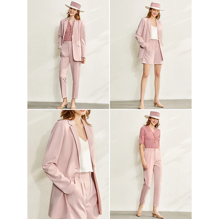 
Custom Minimalist Professional Dress Simple Female Spring Small Blazer Jacket Two Piece Pants Business Suit Women Suits 