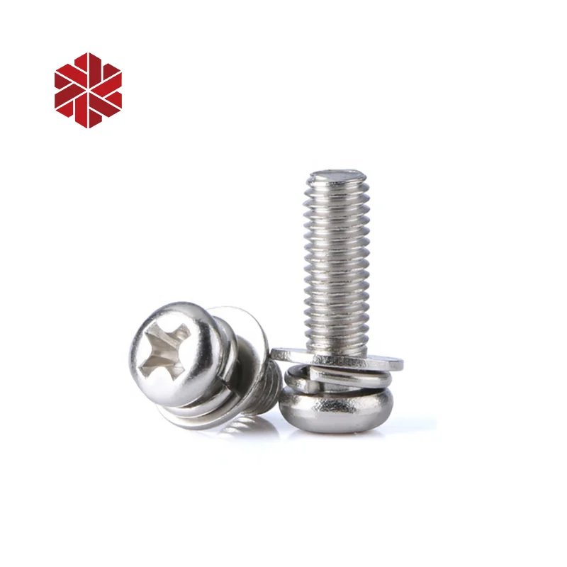 M1.6 M2.5 Sems Pan Head Bolt Screw Nut Lock Flat Washer M3 M4 M5 Phillips Cross Recessed 304 Stainless Steel Machine Screw Bolts
