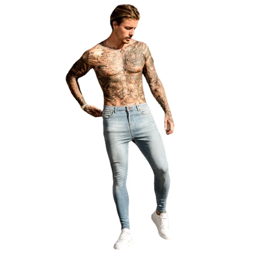 Slim Fit Jeans Men 2022 Hot Sale Zippers Denim Dabric Elastic Mens Skinny Jeans Stacked Jeans Men