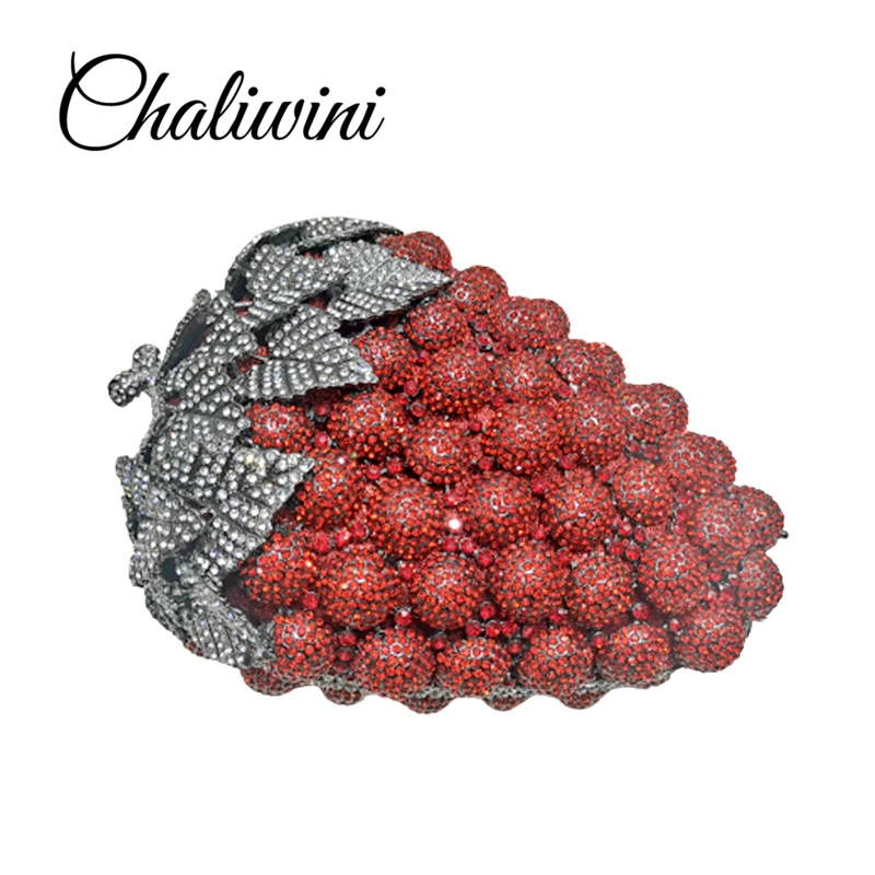 New Style Purple Grape Luxury Crystal Bags Women Banquet Purse Ladies Evening Bags Diamond Clutch Bags Wristlets Handbags