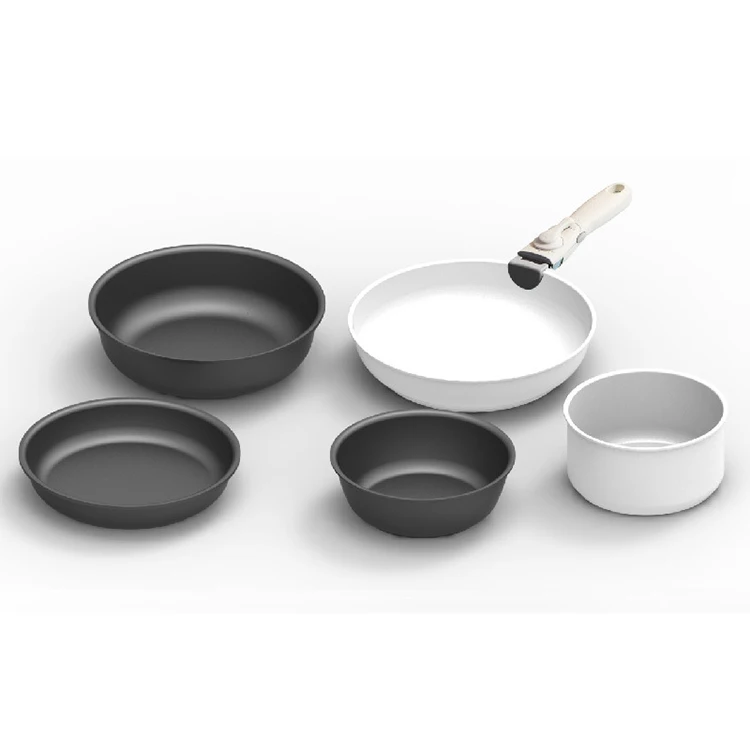 Wholesale china cookware manufacturer coated aluminum ceramic non stick kitchen cook pan cookware set with detachable handle