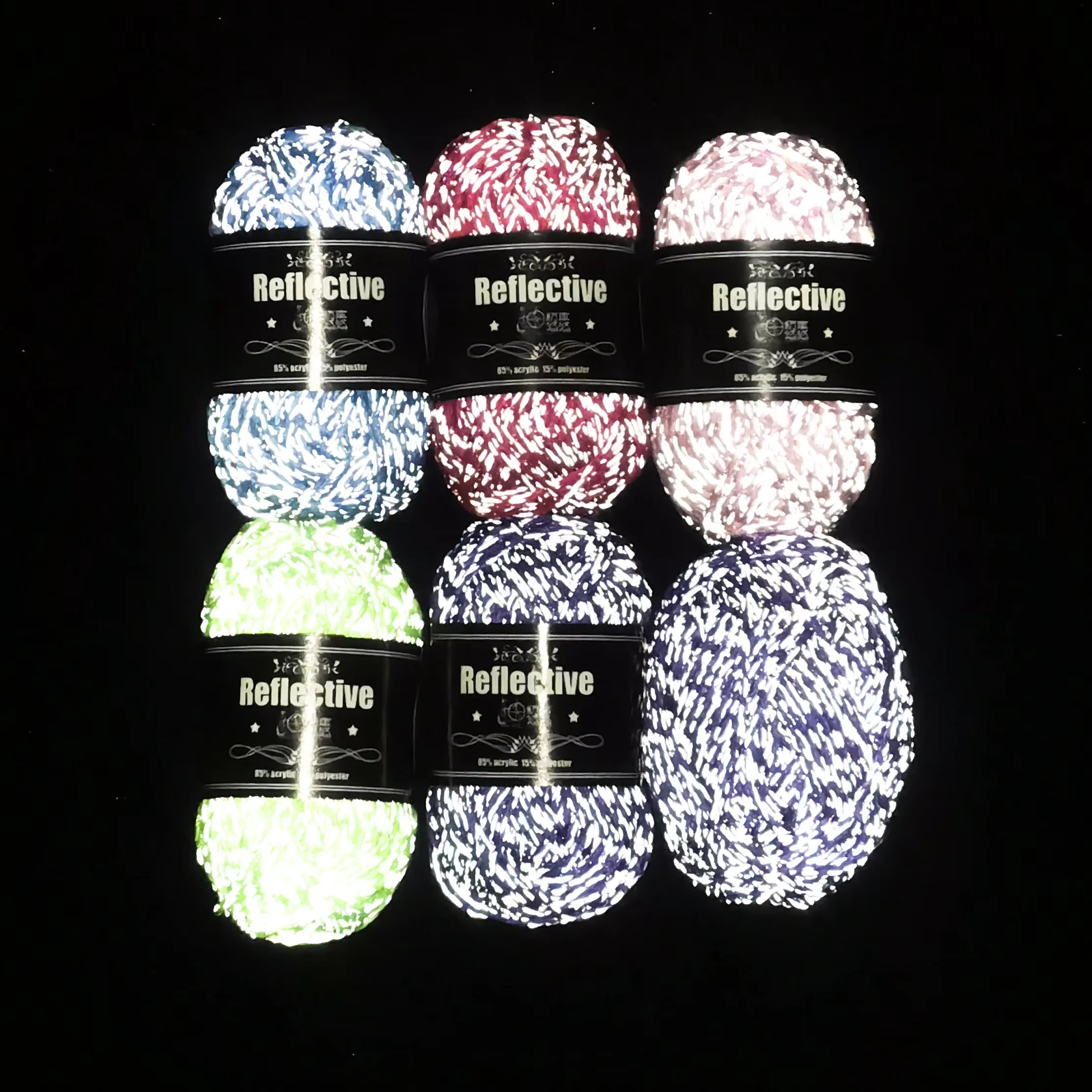 High Refraction Reflective Yarn Customised 85% Reflective Wool Yarn Ribbon Clothing Shoes and Hats Toys
