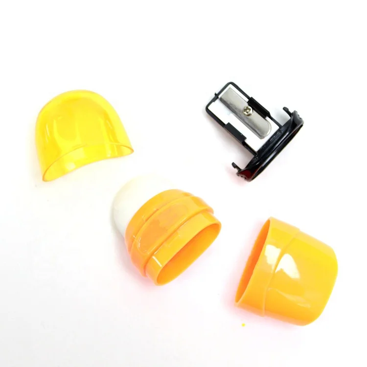 Custom metal blade single hole pencil cutter cosmetic eyeliner sharpening machine school kids plastic carpenter pencil sharpener