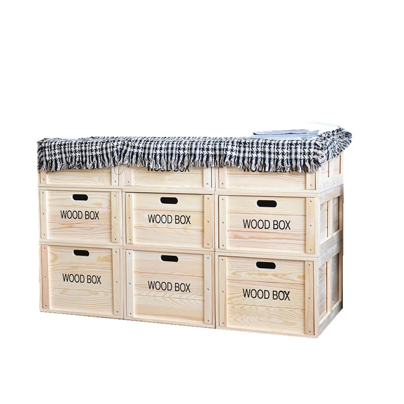 best selling  natural pine wood bins handmade unfinished wooden box pantry storage boxes