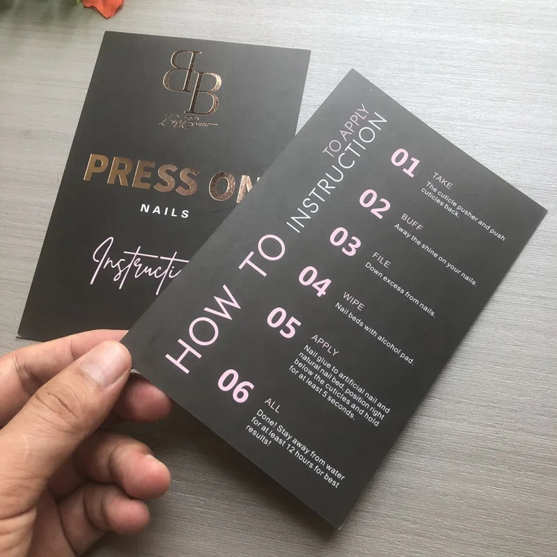 Пользовательский дизайн печать на бумаге ногтях Инструкция розовое золото фольга для малого бизнеса Спасибо за ваши заказы
