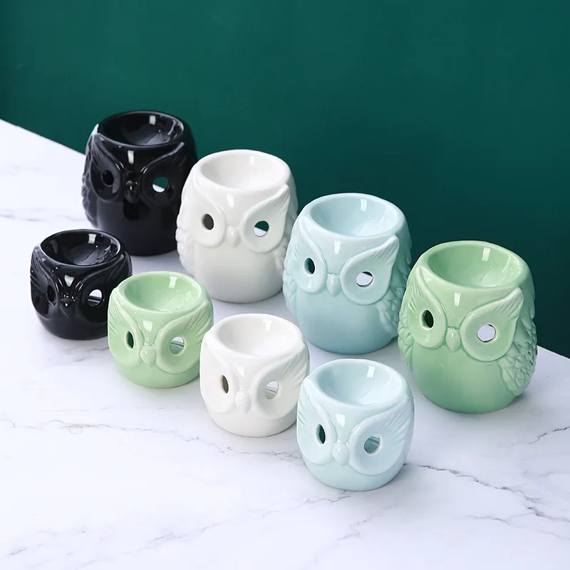 High quality wax melt warmer aroma essential oil ceramic owl design burner