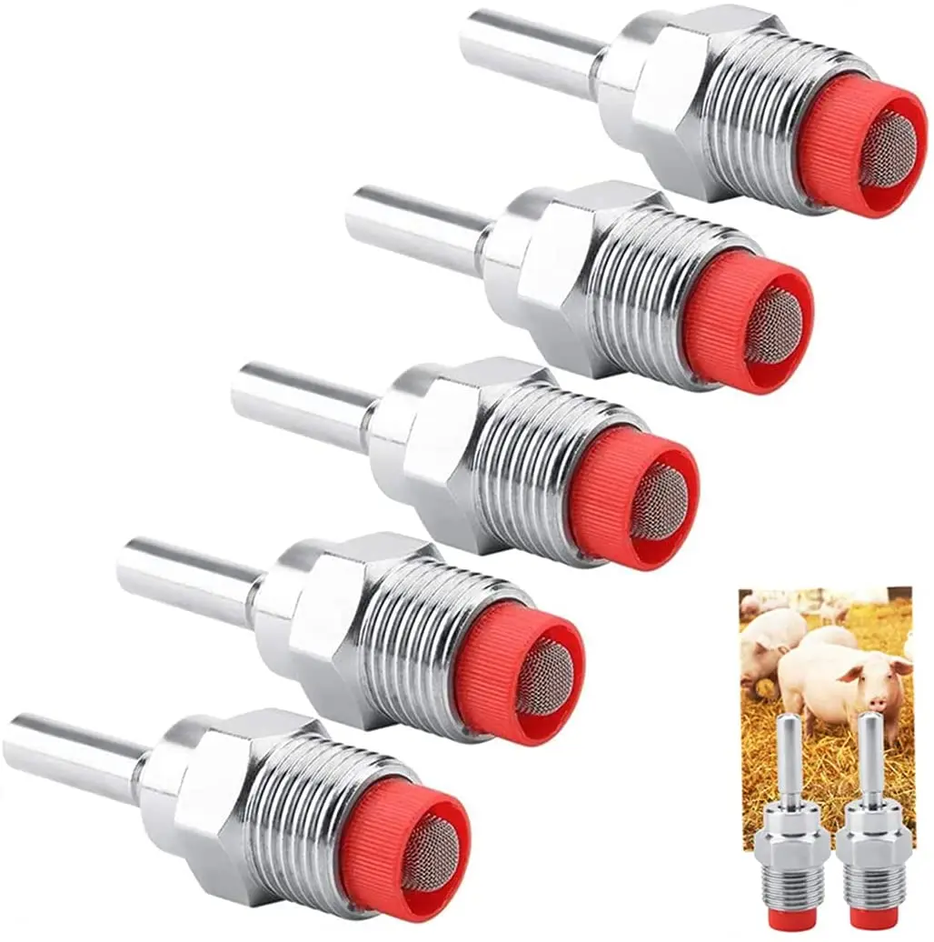 Pig Nipple Drinker Stainless Steel Pig Water Nipple Fountains Drinkers With Filter Long Rod for Sows Piglets Drinking
