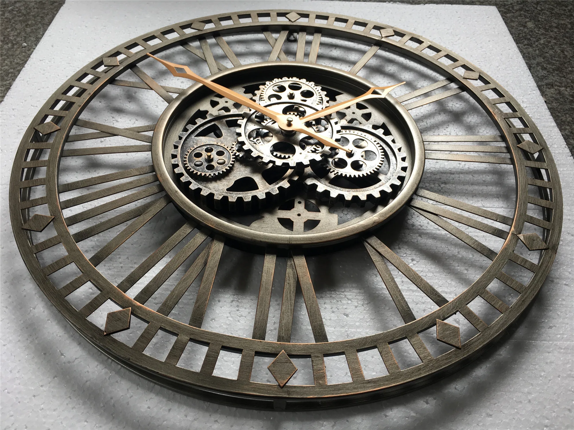 24 Inch Metal Vintage Moving Gear Farmhouse Industrial Wall Clock