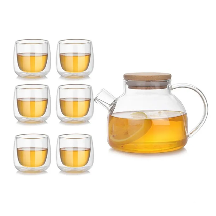 500ml HOT SALES hand made heat resistant borosilicate glass teapot glass tea set glass pot with bamboo lid
