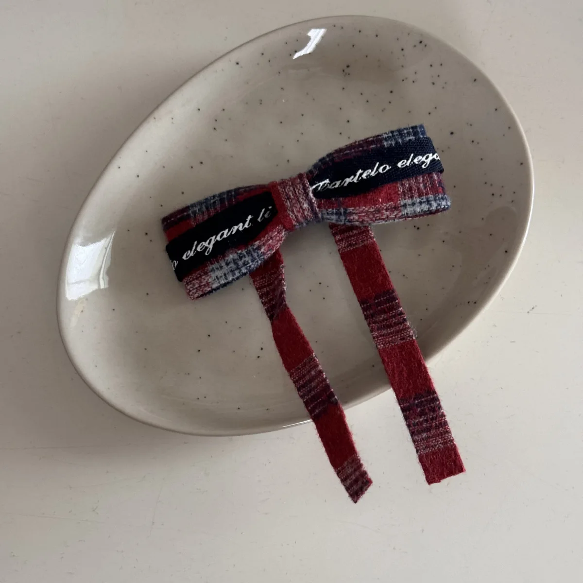 England Style Vintage Red/Blue Plaid Fabric Bow Hair Clips Handmade Hairpins for Girls Sweet Style Hair Ties Headband