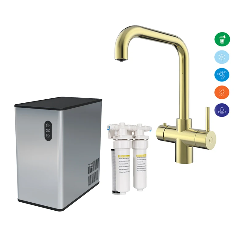 R600a UV sterilizied soda chiller delivers filtered chilled sparkling water for European market