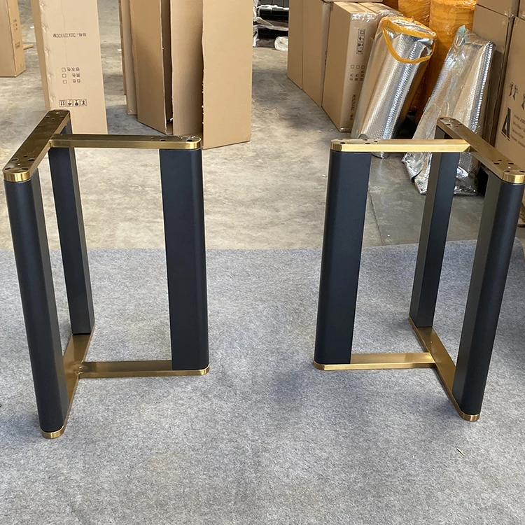 stainless steel gold table legs solid wood planks Brass  leg Ceramic tile table foot marble tea table foot