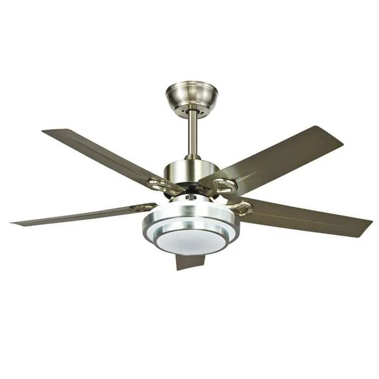 Hot product 48 inch nickel decorative energy saving remote control led ceiling fan with light
