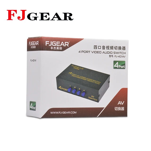 FJGEAR selling DVD 4 input switcher video audio av switch 4 port