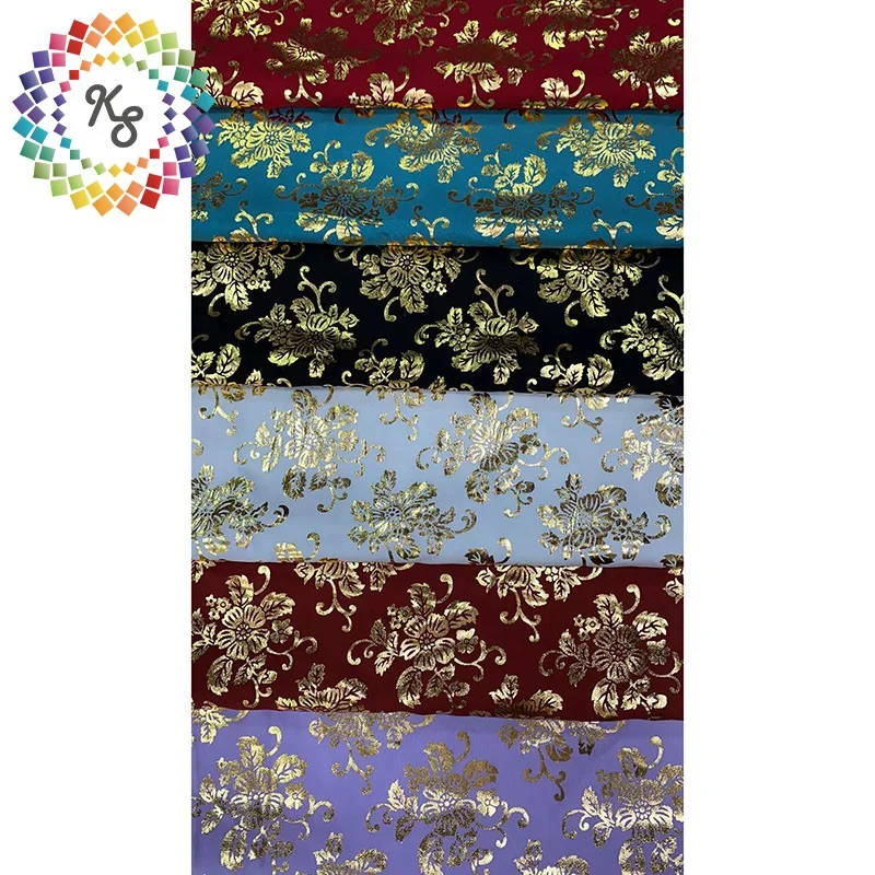 Cheap Shaoxing Stocklot 100% Rayon Gold Foil Rayon Viscose Challis Fabric