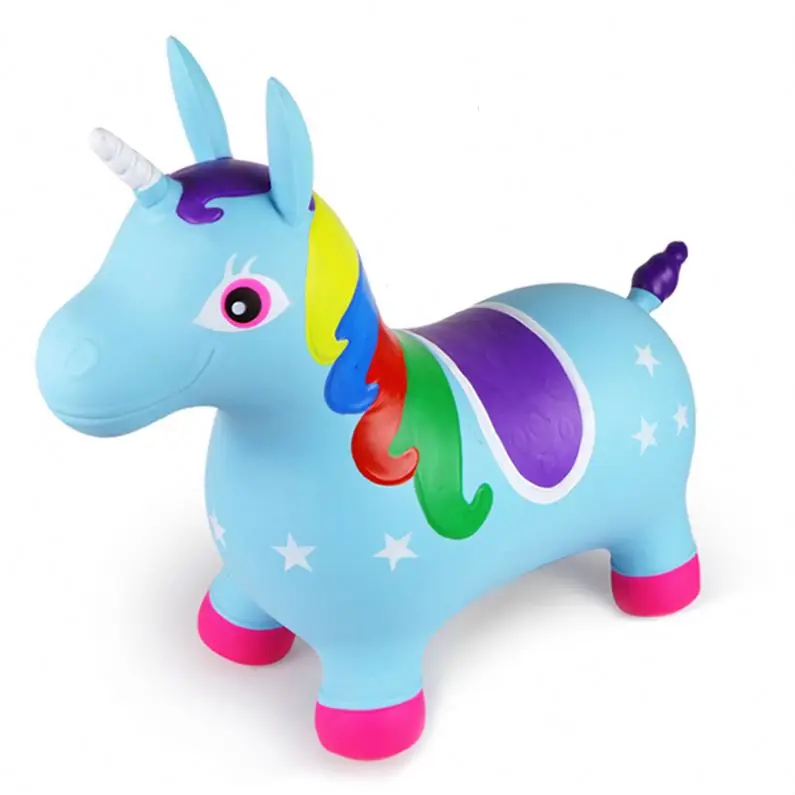 Children Cute Unicorn Inflatable Ride on Animal Toys Jumping Horse Bouncy Sports Games for Kids Baby