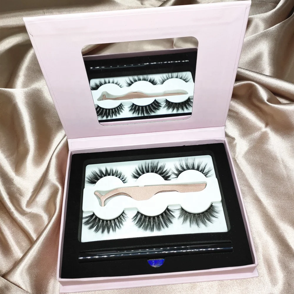 Massive wholesale reusable Natural Fresh Eyelashes 5 pairs of magnet sets include eyeliner with nice looking box