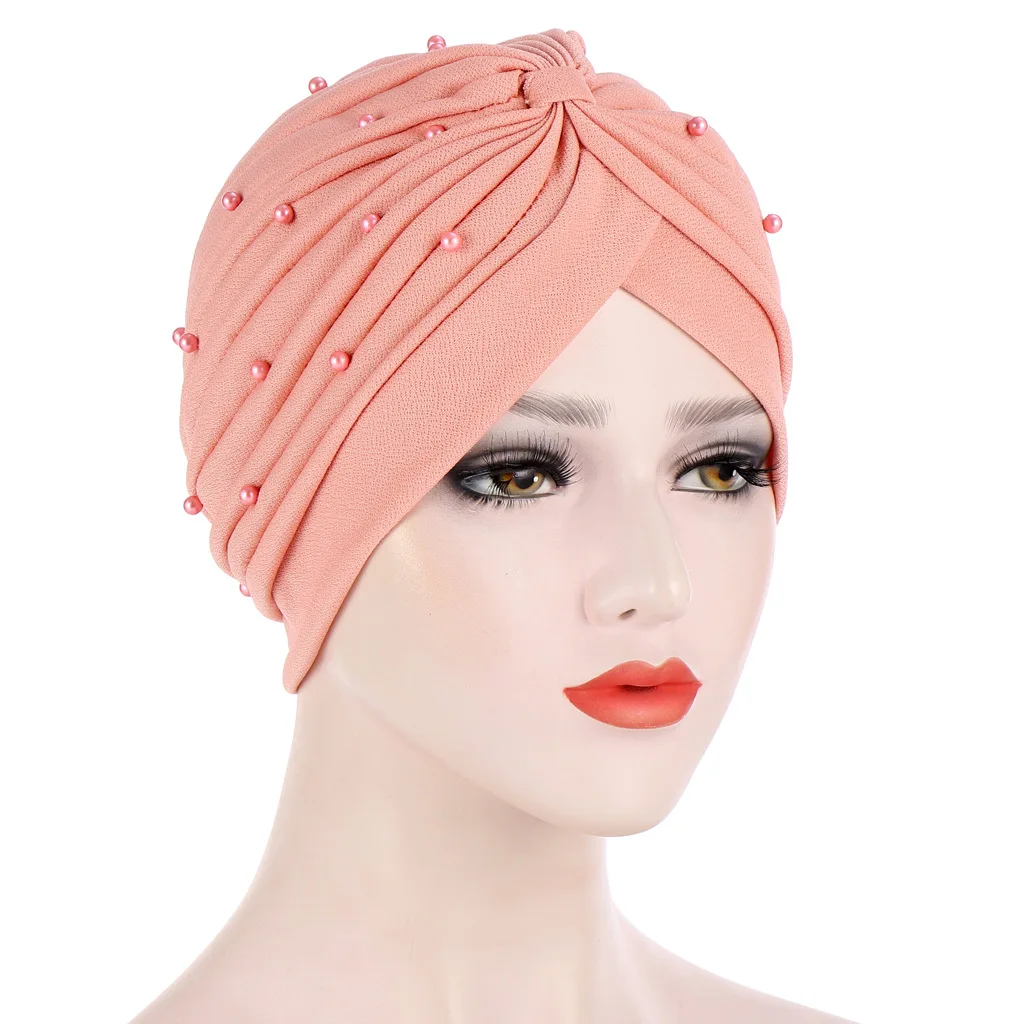 amazon  European and American foreign trade new muslim turban hat beaded folds simple toe hats