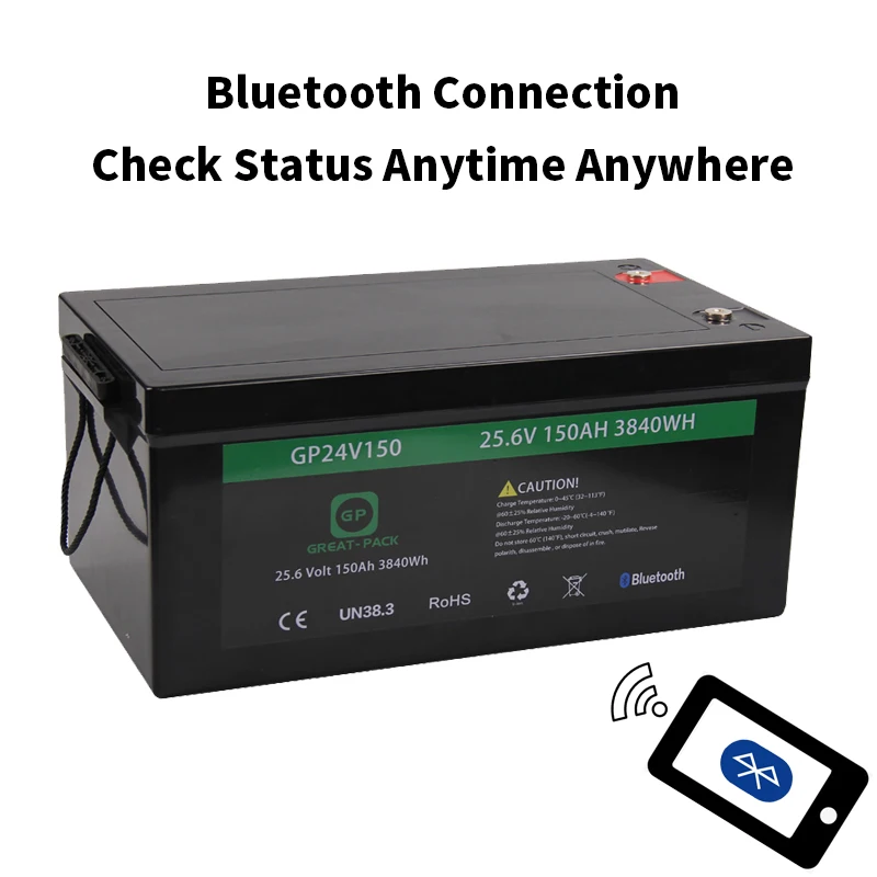 Bluetooth App Monitor portable power station lifepo4 24v 150ah 300ah lithium battery pack