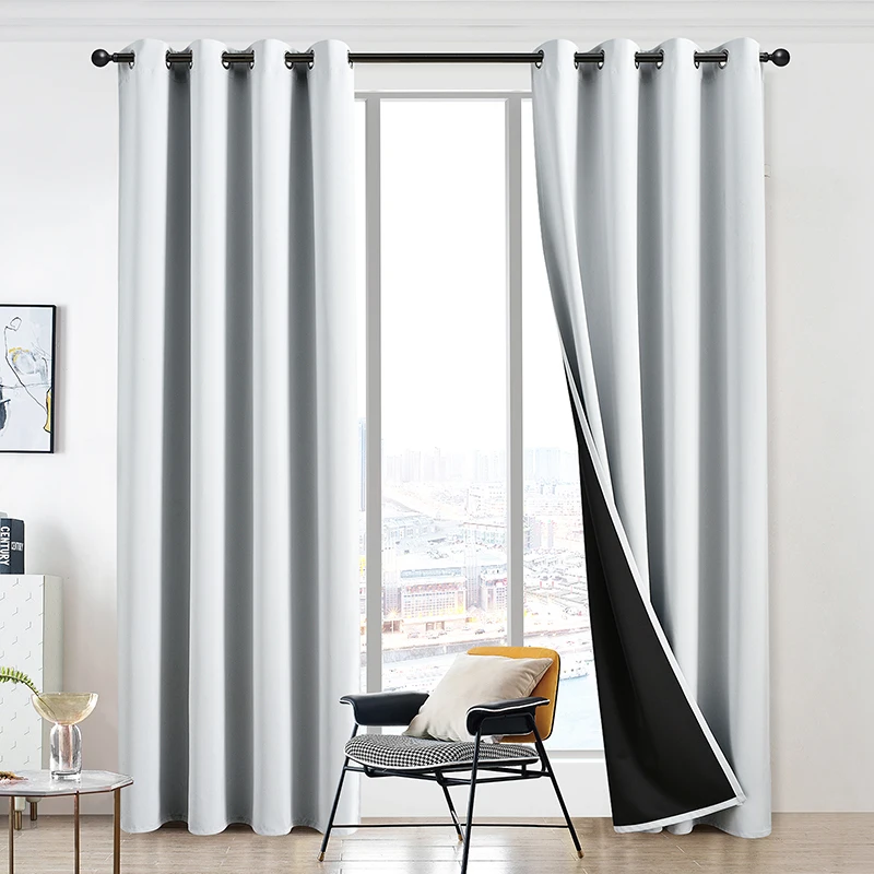 White new Munich high shading heat insulation and sun protection bedroom curtains
