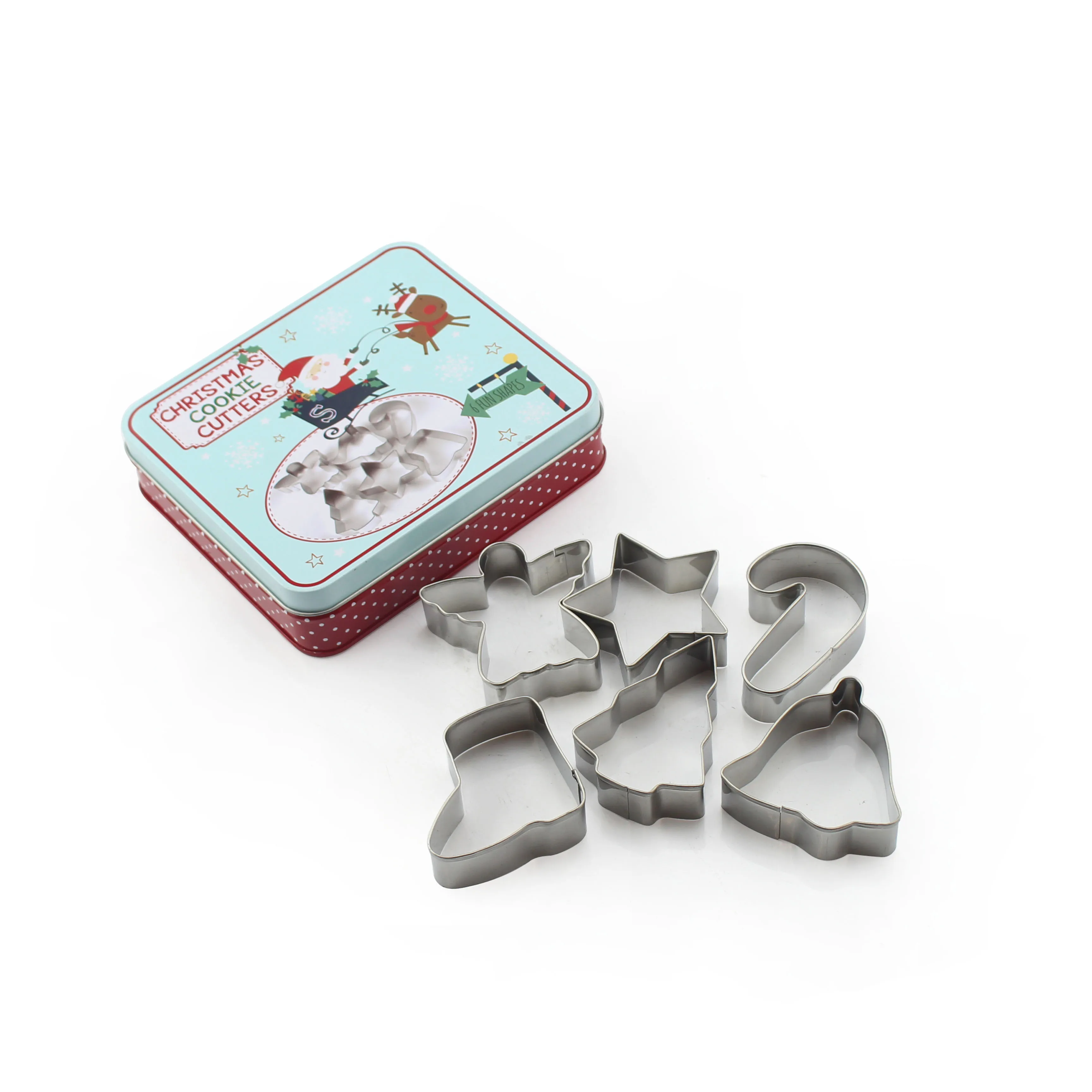 
Promotional 430 Stainless Steel Cookie Tools 6 Cute Shapes Cake Mould Set 