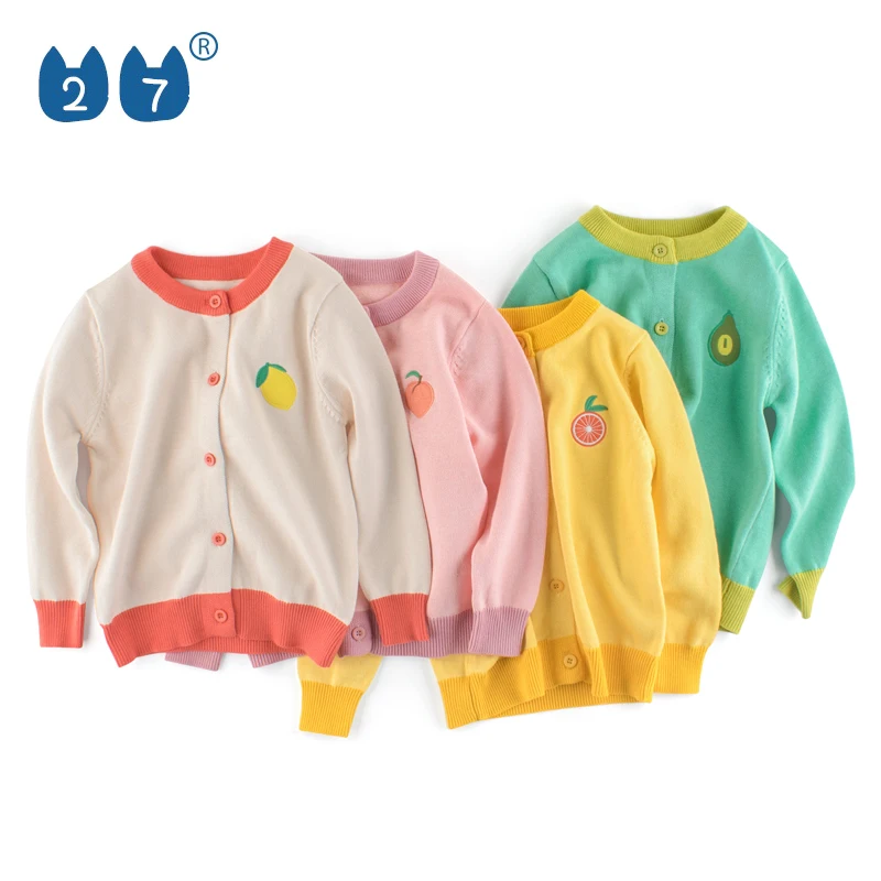 New Design Winter Autumn Kids Comfortable 100% Cotton Yarn Girls Cute Cardigan Sweater