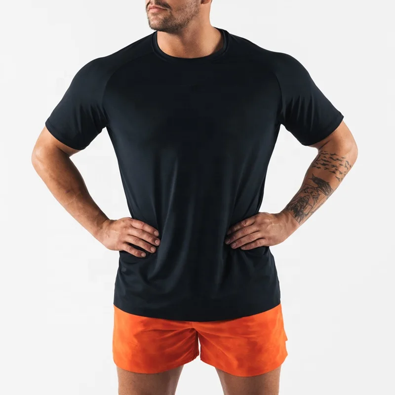 Мужская трикотажная футболка из эластичной ткани с коротким рукавом 84% нейлоновая 16% эластан