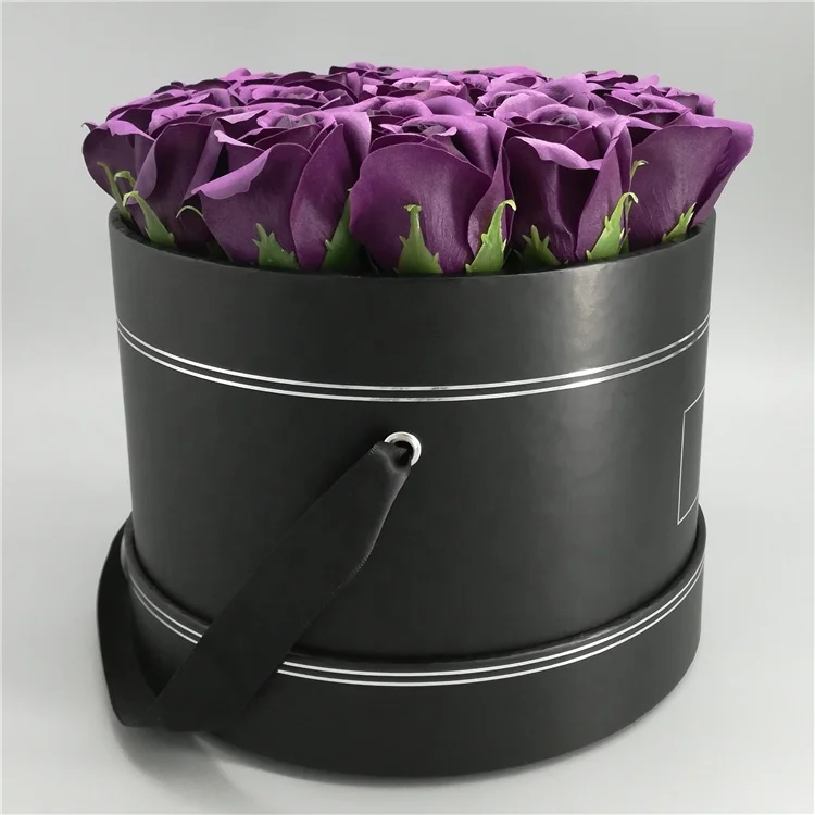 Round Paper Custom flower gift box with handle