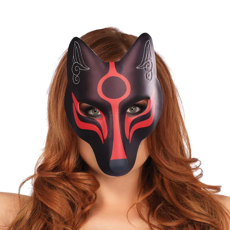 DIY fox mask red is a hand-painted Japanese animation classic cospaly fox female mask party dance mask