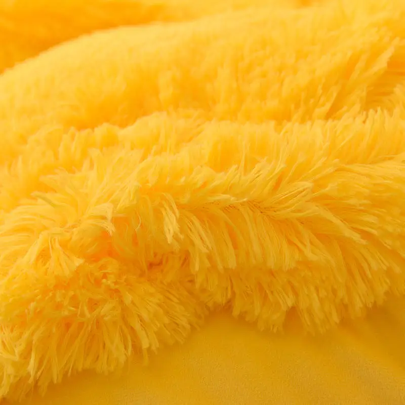 Rainbow Color Faux Fur Velvet Fluffy Plush Soft For Girl Bed Sheet Set 4 Pieces Warm Winter Beddings Comforter Duvet Cover Sets