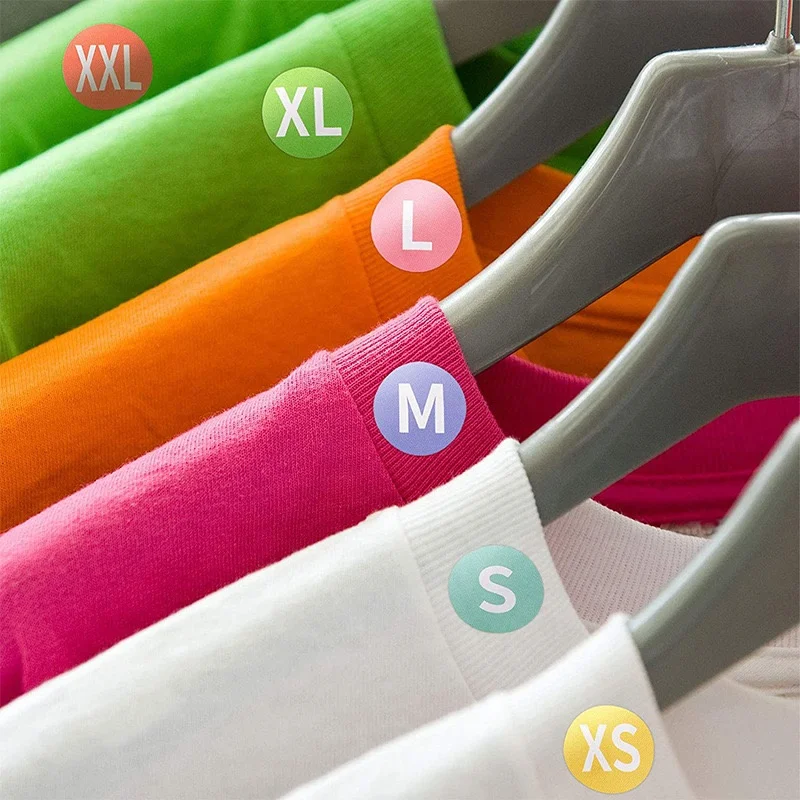 Индивидуальные самоклеющиеся наклейки XS S M L XL размер рулон оптовая продажа водонепроницаемый этикетки наклейка круглый номер Размер одежды