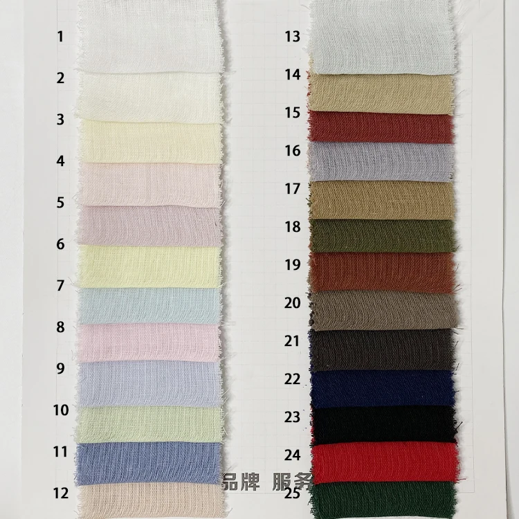 Harvest woven 100% cotton muslin gauze flat 40s double layers dyed fabric for garment towel