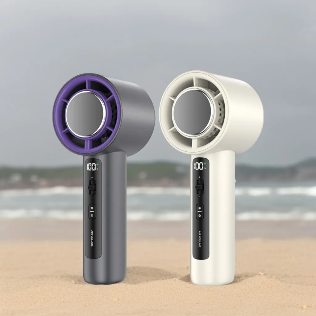 New Arrival 100 Gears High Speed Handheld Turbo Fan Cold Compress Electric Mini Handy Fan Semiconductor Refrigeration Hand Fan