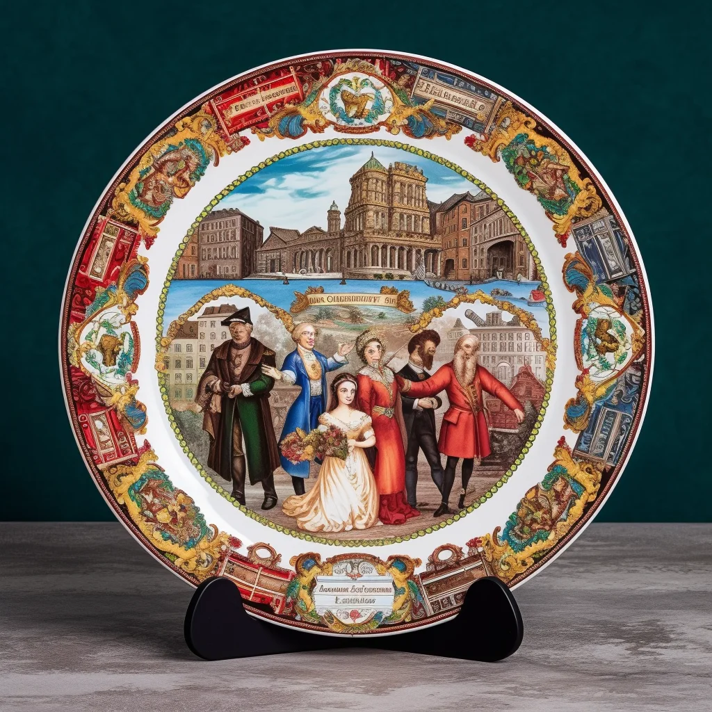 Vienna Austria Souvenir Plate Mozart Statue Decorative Plate for Display Ceramic Wall Hanging Plate Collectible Dish Wall Decor